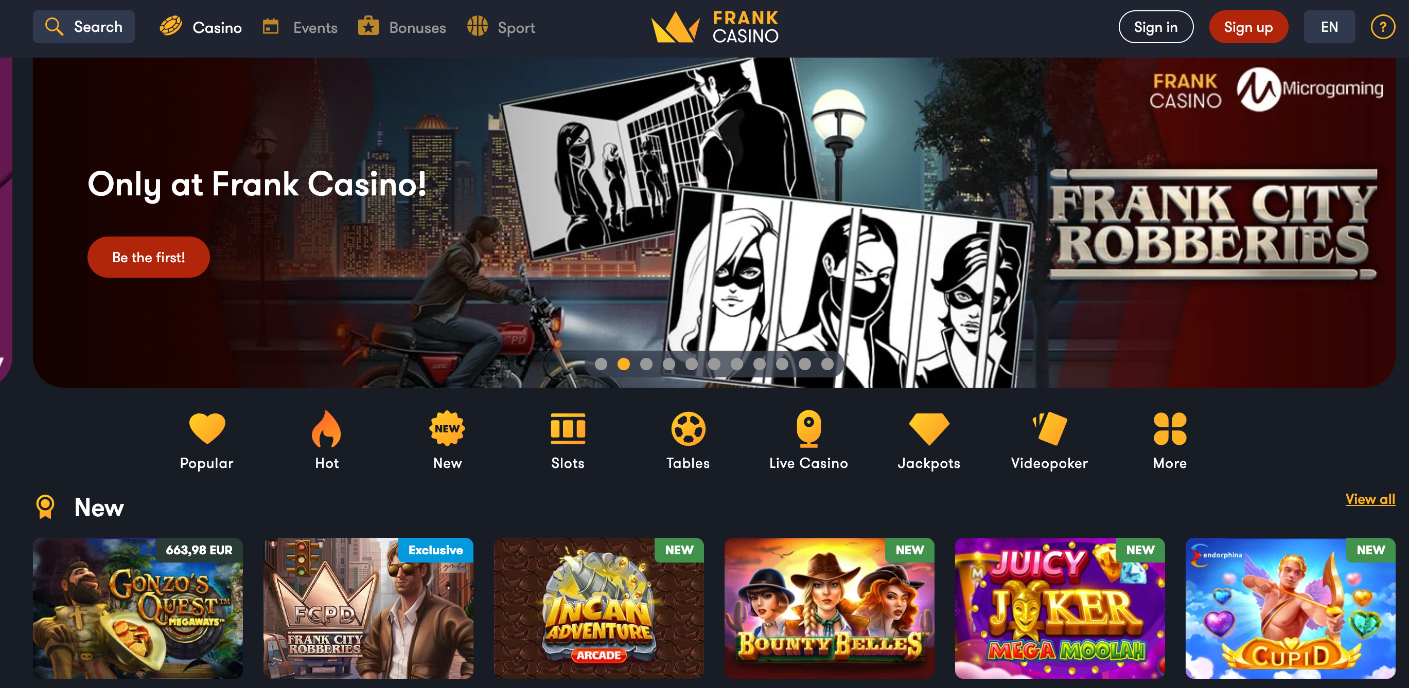 frank online casino